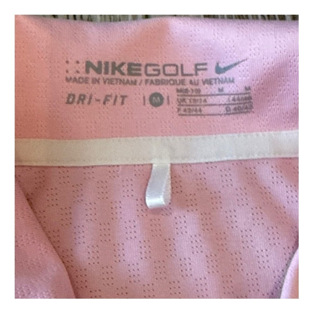 Nike Golf Dri-Fit Pink Polo Shirt Sz M Snap Button Up Pink Activewear Gorpcore - Picture 3 of 8